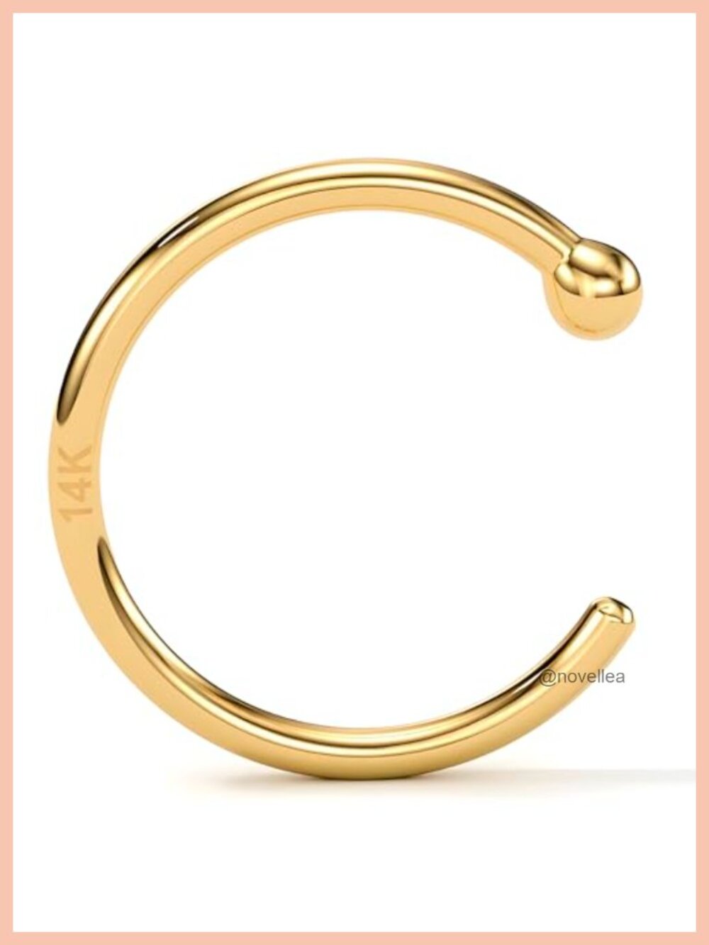 14k Solid Gold Nose Hoop Ring 20G 1/4" Hypoallergenic Piercing Jewelry
